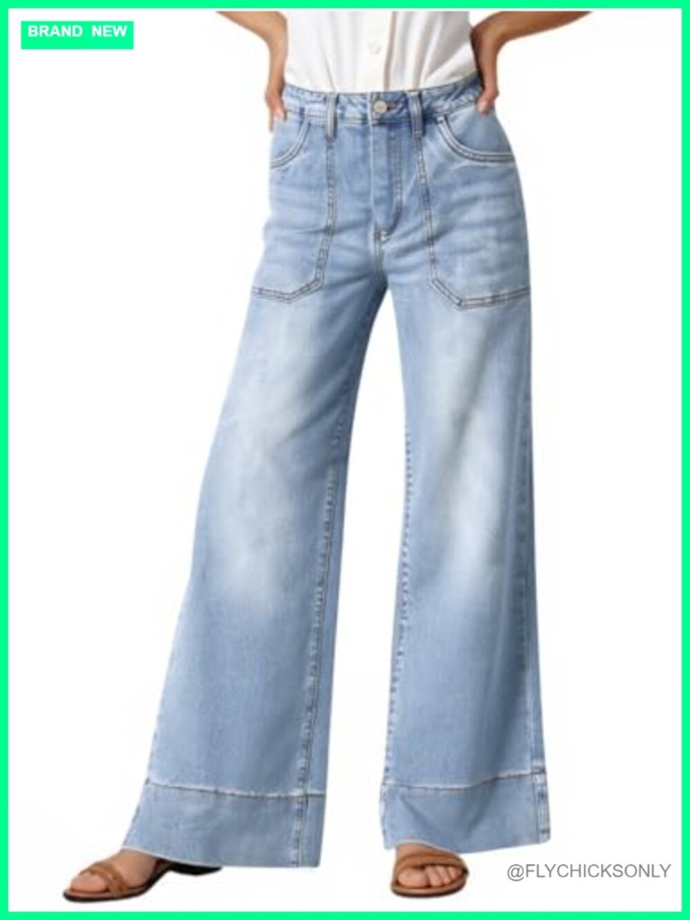 Womens Wide Leg High Waist Boyfriend Jeans Denim Pants